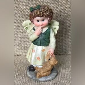 Vintage Fairy Child Resin Figurine Curly Locks Big Eyes Kitsch Coquette Cottage